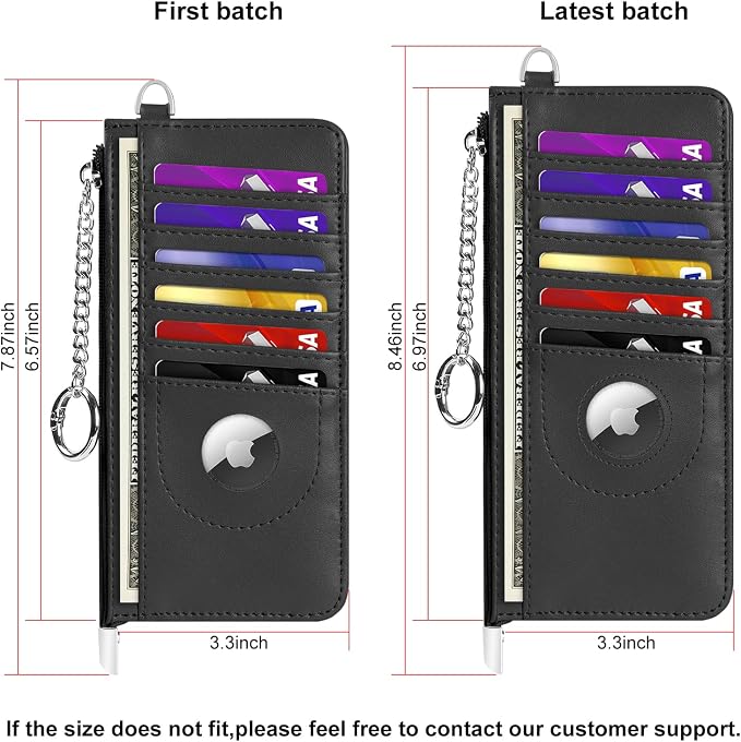 RFID Blocking Slim Credit Card Holder Wallet with Zipper Money Pocket & Keychain, Slim Airtag Wallet for Men Women - Image 2