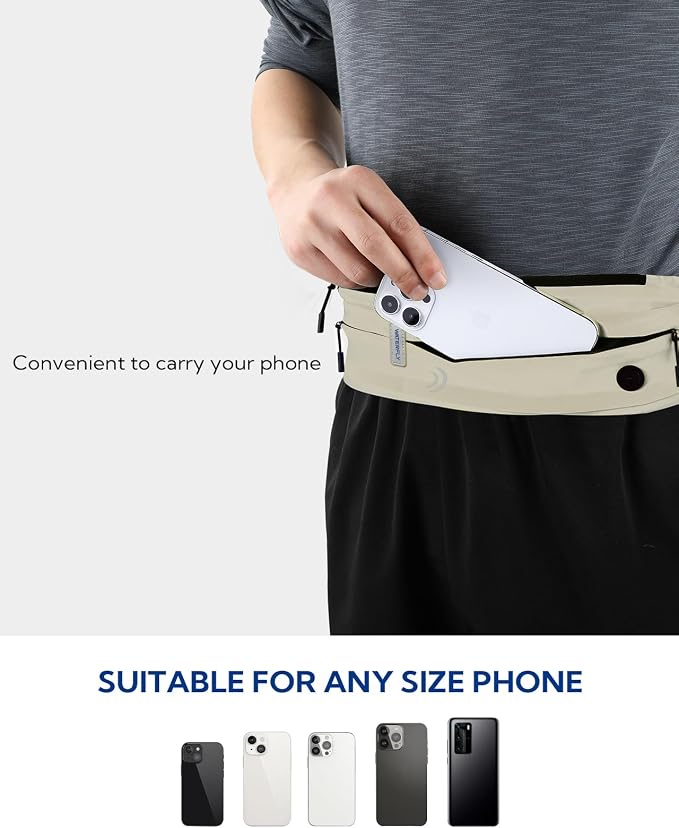 WATERFLY Running Belt Fanny Pack:Phone Holder Belt for Men Women | Lightweight, Soft and breathable fabric,SBS zipper, adjustable waist belt, Zero bounce, Suitable for running workout Fitness - Image 3