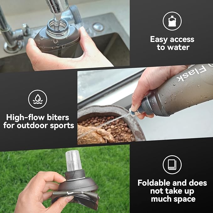AXEN Soft Flask TPU Foldable Running Hydration Flask, Soft Collapsible Water Bottle for Hydration Pack Cycling Marathon Running Hiking - Image 4