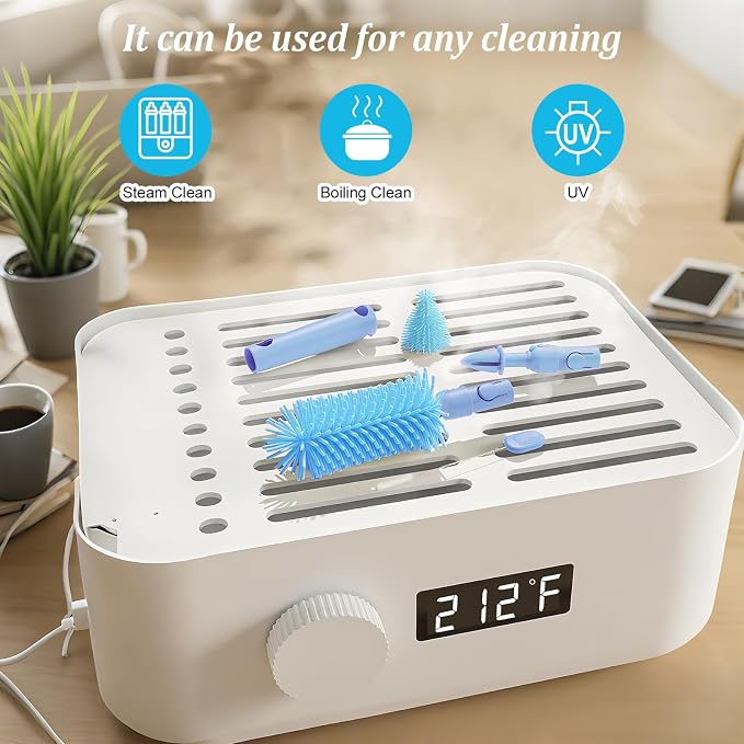 Blue Travel Bottle Cleaner Kit with Drying Rack – 6-in-1 Baby Bottle Washer & Silicone Brush Set for Pump Parts, Nipples & Straws – Portable Baby Travel Essential in Compact Case - Image 7