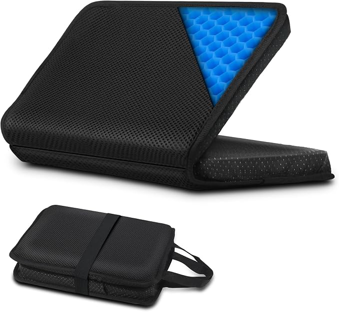 Demine Gel Travel Seat Cushion – Portable Airplane & Stadium Cushion – 16.5" x 12" Gel Grid Design for Ultimate Comfort – Foldable Cushions for Commute, Airplanes, Camping, Bleachers by DEMINE