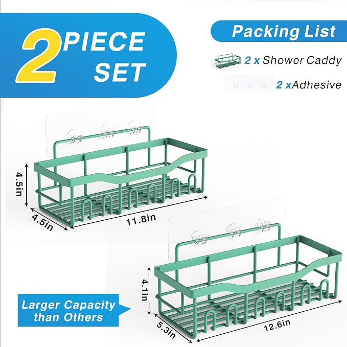EUDELE Shower Caddy 2 Pack, Adhesive Shower Organizer for Home Decor & Kitchen Storage, No Drilling, Rustproof Stainless Steel Bathroom Shelf Organizer - Image 7