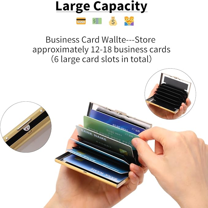 Stainless Steel Credit Card Wallet RFID Blocking Metal Case Pocket Business Card Holder for Women and Men - Image 2