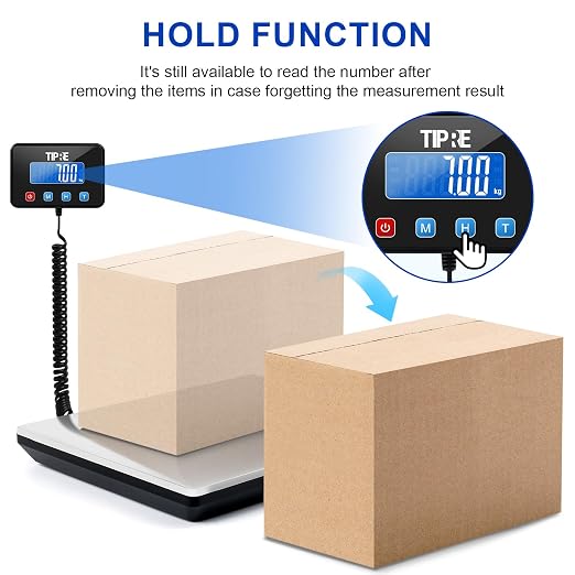 TIPRE Shipping Scale 660lbs for Packages,Heavy Duty Digital Postal Express Scale,1 oz High Accuracy with Charging Cable & Batteries,Extra Large Stainless Steel for Small Business,Warehouse,Home - Image 6