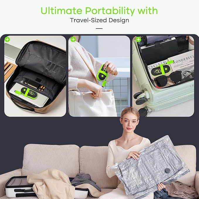 Vacbird Vacuum Bags for Travel with USB Pump, 10 Pack Carry-on Size Compression Packing for Luggage and Suitcase, Space Saver Bags for Clothes and Clothing Travel - Image 7