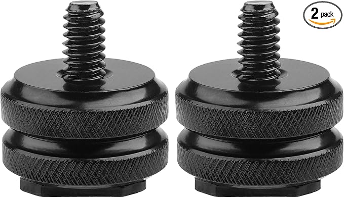 Camera Hot Shoe Mount to 1/4"-20 Tripod Screw Adapter Cold Shoe Mount,2Pcs | 1/4 Cold Shoe Mount Adapters,Universal Camera Rig for Camera Cage,DSLR,LED Video Light,Shotgun Mic,Field Monitor,Vlogging by Anwenk