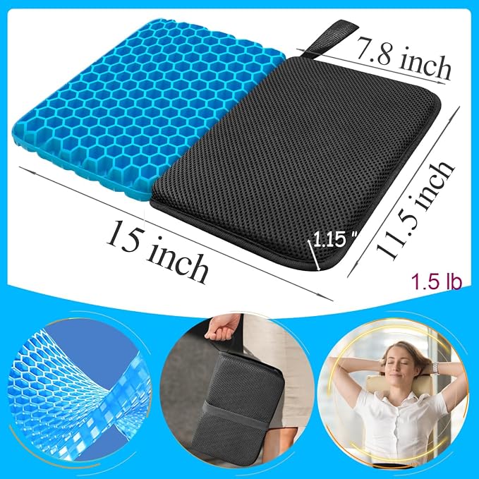 masteymoh Foldable Seat Cushion (15.7" x 11.8") Portable Gel Seat Cushion for Travel with Honeycomb Design, Portable Travel Cushion for Camping, Stadium, Garden, Park Bench or Airplane Seat - Image 2