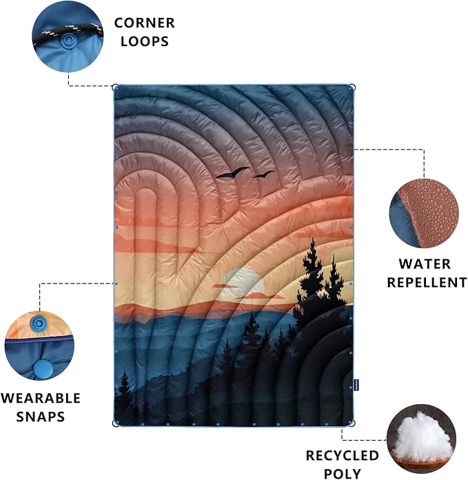 Puffy Camping Blanket,Large Camp Blanket Outdoor Camping Quilt Waterproof | Lightweight Printed Warm Packable Down Alternative Blanket for Camping,Traveling, Stadium, Hiking, Picnics - Image 3