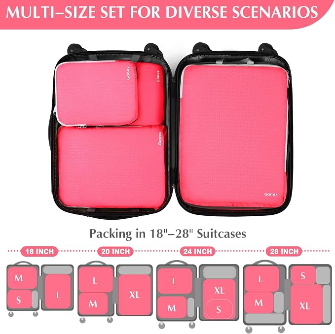 Gonex Compression Packing Cubes, 4-Piece Expandable Travel Organizers | Double-Zip Compression, Space-Saving Design, Ripstop Fabric, Carry-On & Backpack Friendly, Family & Business Travel - Image 5