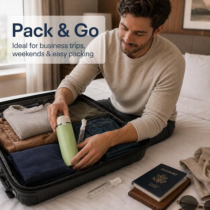 Aida & Hani 4 in 1 Travel Dispenser Bottle, 4 Pack 1OZ/30ML Leak Proof Refillable Travel Size Containers, Portable Toiletry Organizer for Shampoo, Conditioner, Lotion, Cream (Green) - Image 6