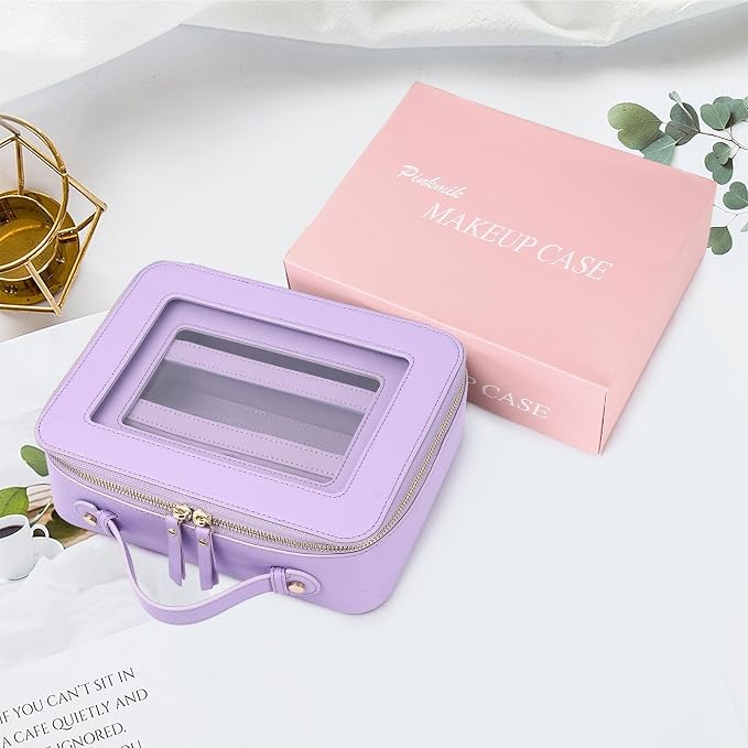 Pinkmik Clear Makeup Bag, (Purple, L+M+SLIM) | 3pcs, With Brush Bag, Waterproof Travel Case, For Cosmetics and Toiletries, With Zipper - Image 7