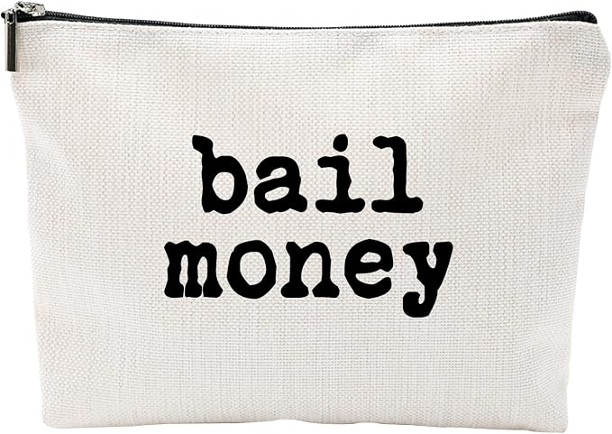 ZUYUROU Funny Makeup Bag Bail Money Novelty Cosmetic Pouch Travel Toiletry Case Organizer Humorous Gift for Women Friend Birthday Bachelorette Party Canvas Double Sided Print Zipper by ZUYUROU