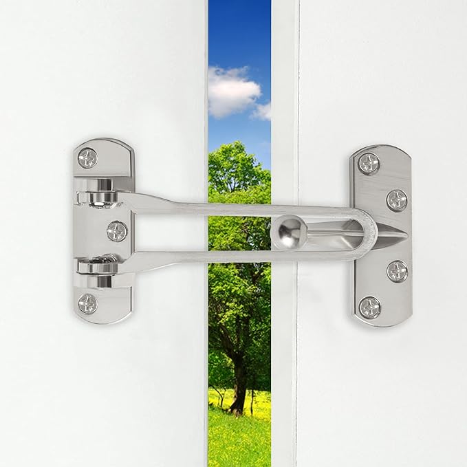 Alise Swing Bar Door Lock,Door Latch for Front Door Inside Door,Brushed | Security Door Guard Latch for Kids Safety Home Security,Hotel Latch Lock Front Door Child Lock - Image 3