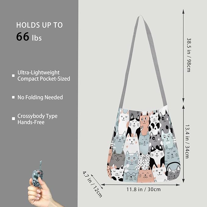 BeeGreen Reusable Grocery Shopping Bag -Travel Tote Bag - Foldable Compact Sturdy Bags - Image 2