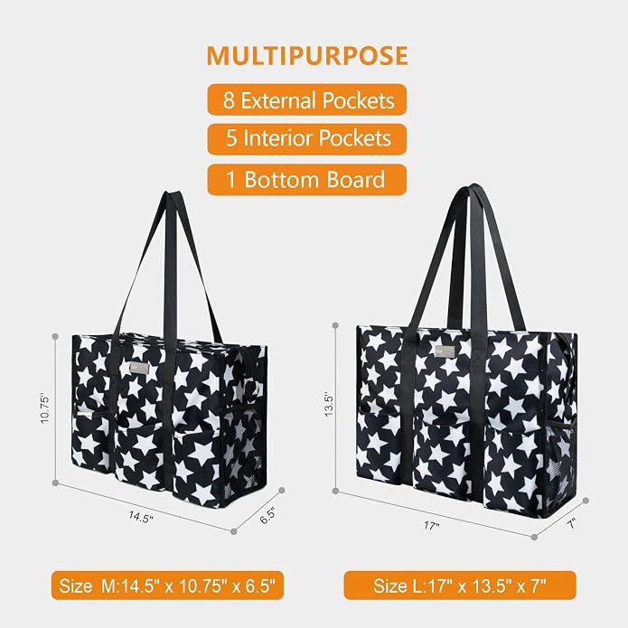 TOPDesign Utility Water Resistant Tote Bag with 13 Pockets, Top Zipper Closure & Thick Bottom Support, for Working Women - Image 2