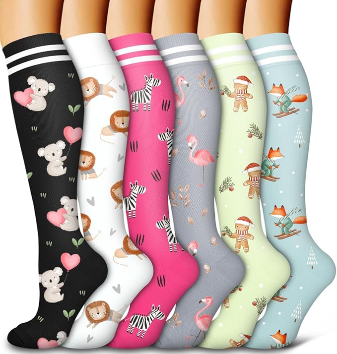 6 Pack Copper Compression Socks for Women and Men Circulation-Best Support for Medical,Running,Nursing,Athletic by Bluemaple