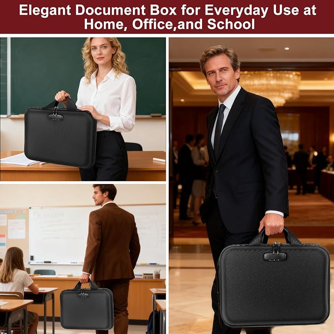 Fireproof Document Organizer with Lock for Important Documents, File | 13-Pocket Accordion Folder, Fire & Water-Resistant, Portable Home Office Travel Safe Box Storage for Laptop, Hard-Shell Case - Image 5