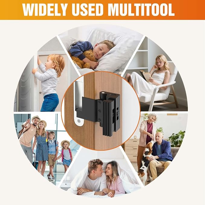 Upgraded Portable Door Lock for Travel & Home - No Drill Adjustable Security Lock for Inward Swing Doors, Fits Apartments & Hotels, Withstands 800lbs Force (1, Black - Portable) - Image 7
