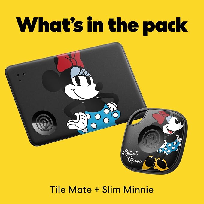 Life360 Tile Starter Pack - Minnie Mouse - Bluetooth Trackers and Item Finders for Keys, Wallets & More. Both iOS and Android Compatible. Phone Finder. 2-Pack (Black Mate/Slim) - Image 6