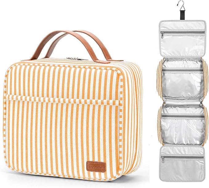 Hanging Travel Toiletry Bag,Large Capacity Cosmetic Travel Toiletry Organizer for Women with 4 Compartments & 1 Sturdy Hook,Perfect for Travel/Daily Use/Christmas by Bosidu