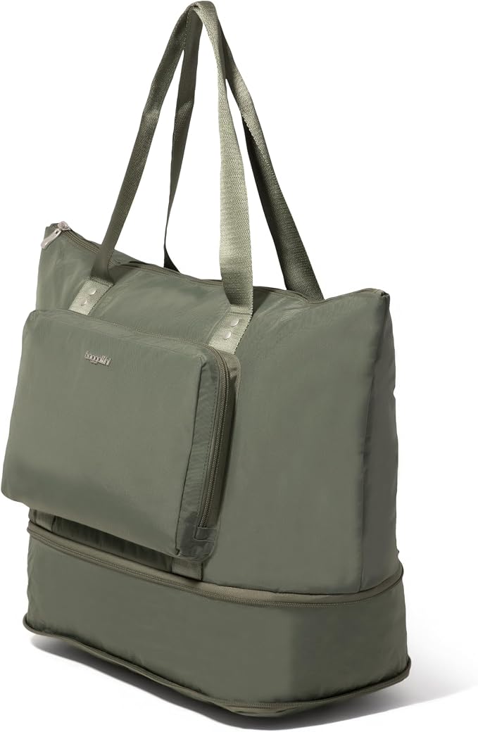 Baggallini Carryall Expandable Lightweight Travel Tote 22" Packable Folding Compact Nylon Washable Weekender w/Luggage Sleeve - Image 12