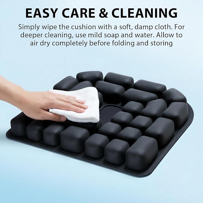 Inflatable Seat Cushion, Pressure Relief Airplane Seat Cushion for Long Flights Built-in Air Pump, Portable Car Seat Cushions,Office Chair Wheelchair Cushions Relief Discomfort in Coccyx&Buttock - Image 5