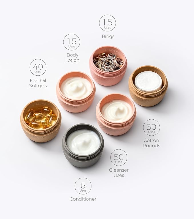 TakeToday Travel Containers for Toiletries, 3oz, 4 Pack, Apricot | Air Travel Leak-Proof, TSA Approved, Silicone Jars with Lid, for Cosmetics & Toiletries - Image 3