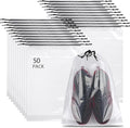 50 Pack Shoe Bags for Travel, Clear Travel Shoe Bags for Packing Waterproof | 15.7" x 11.8" Large Portable Drawstring Travel Shoe Storage Bag Travel Essentials Women for and Men by COIDEA
