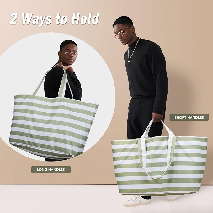 KALIDI 60L Extra Large Beach Tote Oversized Bag Zipper Utility Weekender | Anti Splash Huge Foldable Lightweight Duffle Carrier for Vacation Travel Shopping Reusable Grocery Organize - Image 7