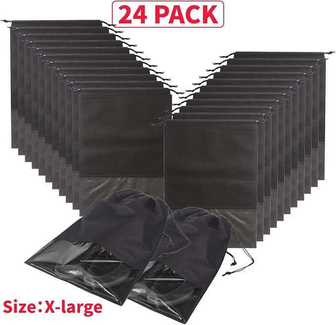 24PCS Travel Shoe Bags Non-Woven with Rope for Men and Women Large Shoes Storage Packing Pouch Organizers - Image 7