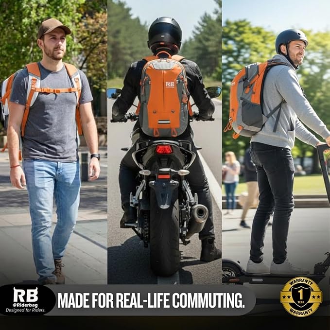 Reflective Motorcycle Backpack, Hi Viz Commuter Riding Bag | Designed by Riders for Everyday Rides with Laptop Compartment and Helmet Net. Built to Help You Be Seen. - Image 4