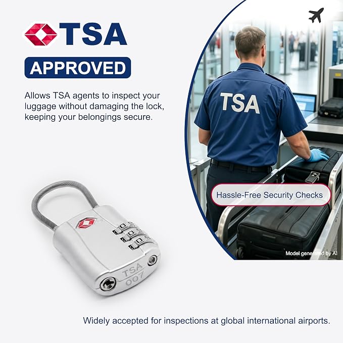 Luggage Locks TSA Approved 2 Pack, Small Padlock Combination, TSA Locks for Luggage, Travel Combo Padlock with Code for Suitcase, Backpack Zipper, Locker, Gun Case, Ammo Can (Black+Silver) - Image 3