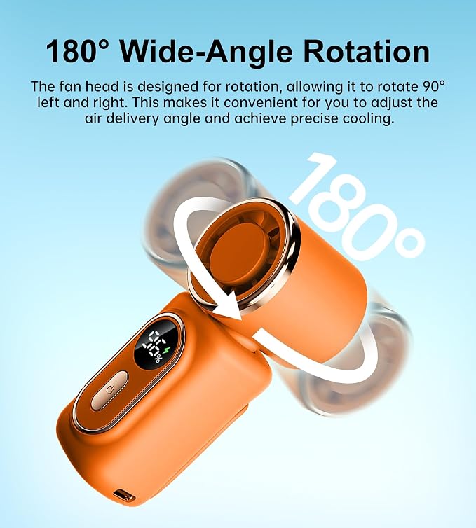 Portable rechargeable handheld small fan， With built-in fixed clamp | 6-speed adjustable high-speed personal fan, LED display screen, suitable for use in makeup, travel, indoor and outdoor - Image 3