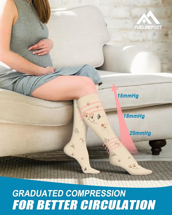 6 Pairs Compression Socks for Women & Men 15-20mmHg Knee High Socks | Graduated Compression Socks Supports Circulation, Ideal for Nurses Pregnancy, Travel, Flying, Running & Daily Wear - Image 4