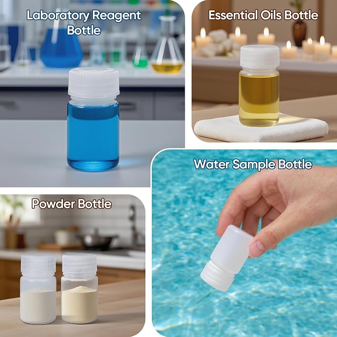 DEMORA 1 oz Small Plastic Bottles with Caps, Airtight Refillable Wide Mouth Travel Bottles for Toiletries, HDPE Food Grade Plastic Containers for Liquids Pill Sample Lab Reagent (Translucent, 4 Pcs) - Image 6