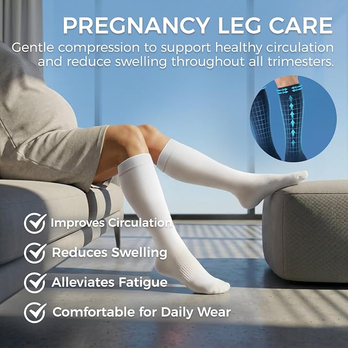 Compression Socks for Women & Men 15-20 mmHg, Knee High, 3 Pairs | Graduated Compression, Supports Circulation, Ideal for Nurses, Pregnancy, Travel, Flights, Running & Athletic Edema - Image 4