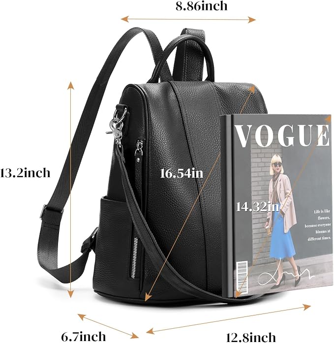 Genuine Leather Backpack Purse for Women Anti-theft Fashion Backpack Bags - Image 4