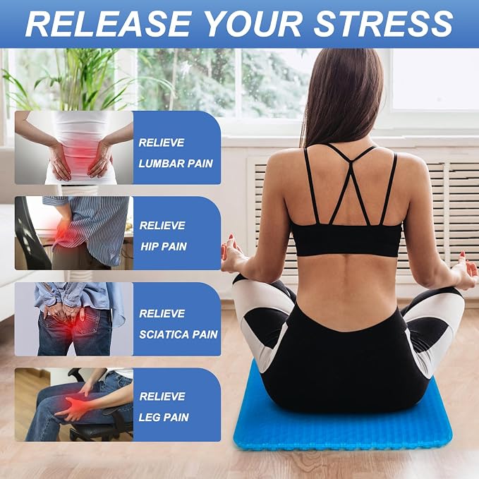 Gel Seat Cushion for Long Sitting-Two Sizes Gel Cushion (Thick＆Large) | 19"x17.5"x2.8" / 38"x17.5"x1.4" (Fold/Expand), Zero Gel Cushion for Pressure Relief, Honeycomb Gel Seat Cushion with Two Size - Image 3