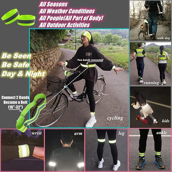 Reflective Running Gear,Reflective Bands for Arm/Wrist/Ankle/Leg,Biking Accessories for Women and Men - Image 4