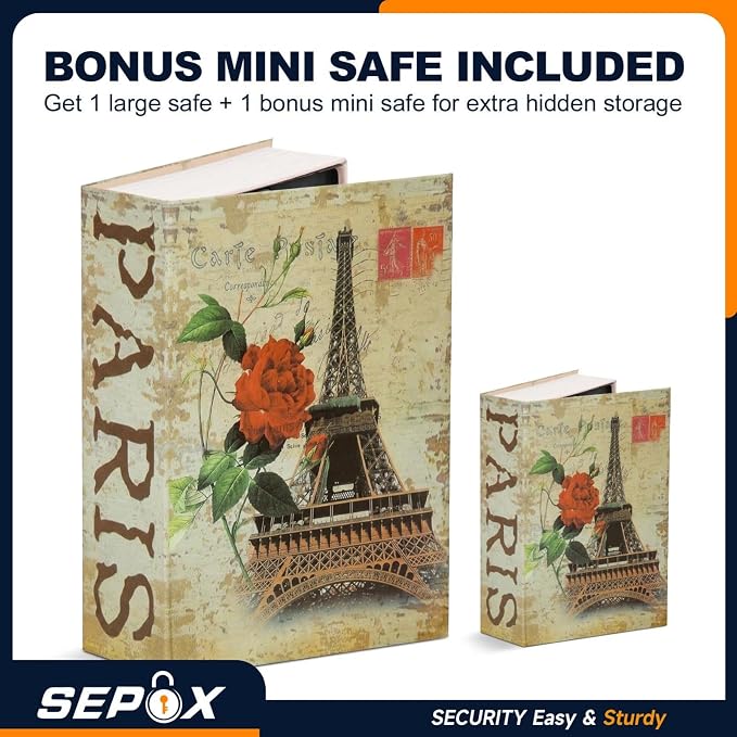 SEPOX® Book Safe with Key Lock Real Paper Cover Steel Interior Diversion | For Dorm Home. Hidden Compartment Book Safe. Hides Cash Valuables in Plain Sight. Realistic Discreet Design with Key Secure - Image 6