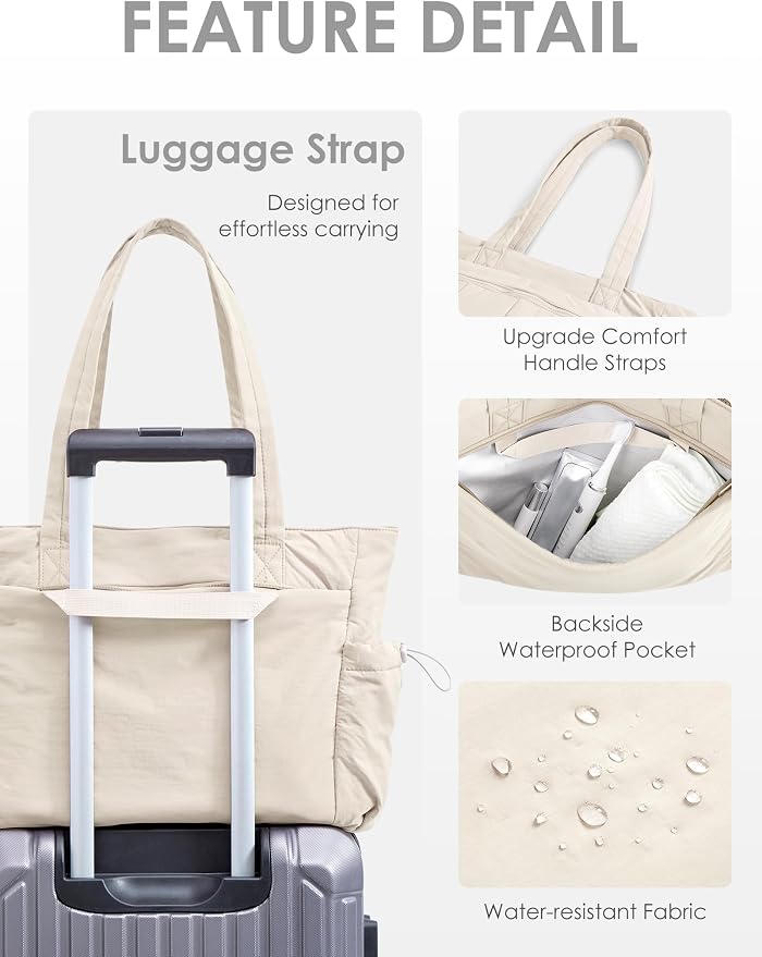Tote Bag for Women, Lightweight Large Puffer Bag, Quilted Shoulder Purses Handbags for Travel Work - Image 7