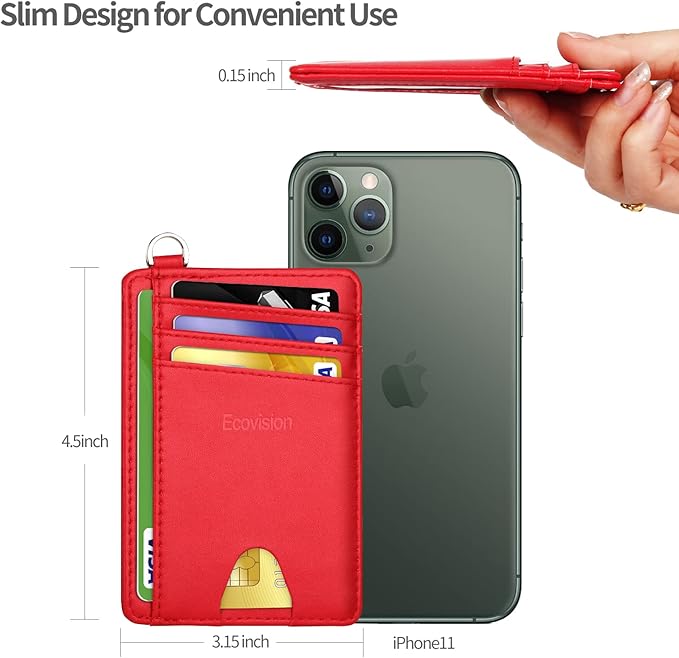 Slim Minimalist Front Pocket Wallet, RFID Blocking Credit Card Holder Wallet with Detachable D-Shackle for Men Women - Image 7
