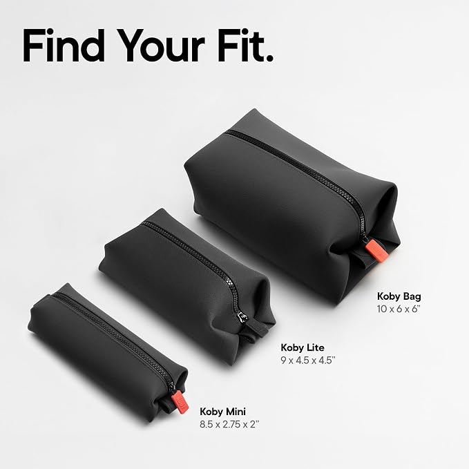 TOOLETRIES The Koby Dopp Kit Toiletry Bag – Lite 9" x 4.5" x 4.5", Charcoal | Compact silicone leak-resistant travel toiletry bag with a heavy-duty zipper that's easy to clean. - Image 9