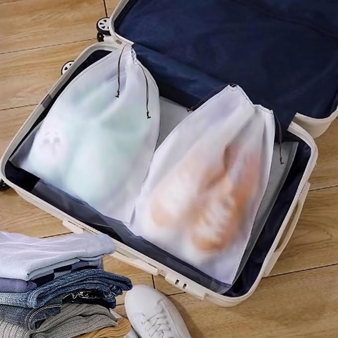 20PCS Transparent Travel Shoe Bags, Large 15.7x11.8 Inch Waterproof Drawstring Pouches, Clear Shoe Storage for Suitcase, Travel, Moving and Clothing Organizer for Men Women, Clear, Transparent - Image 7