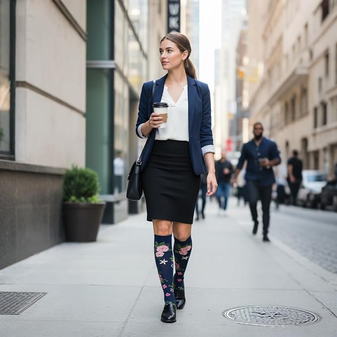 5/6 Pairs Graduated Compression Socks for Women&Men 20-30mmhg Knee High Socks Travel Hiking Running Stocking - Image 5