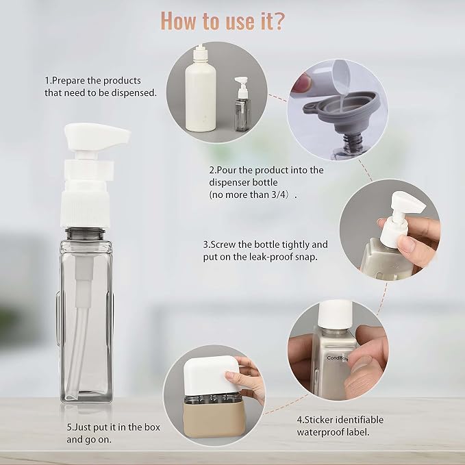 Bpluma Travel Bottles, Leak Proof Containers For Toiletries TSA Approved Airplane Accessories Kits For Liquid With Labels | For Toiletries TSA Approved Airplane Accessories Kits For Liquid With Labels - Image 5