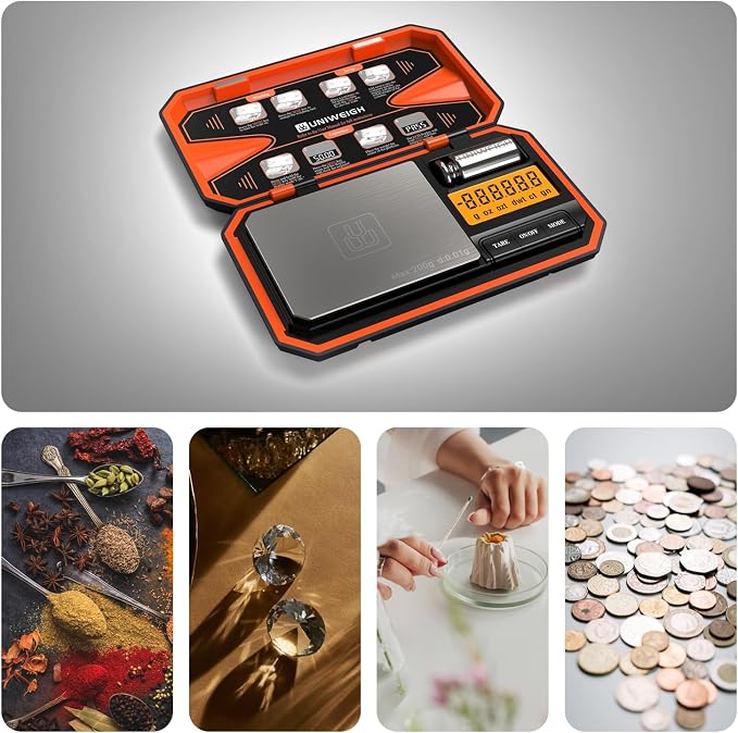 Digital Pocket Scale 200g/0.01g Precision Digital Scale Grams | 6 Units Jewelry Scales,Coins Scale with LCD Display,Tare Function for Food,Powder,small items(Battery Included)-Orange - Image 6