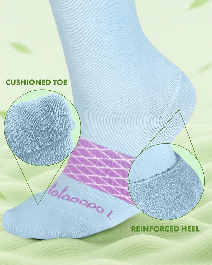 Bamboo Viscose Compression Socks for Women Men | 2 Pairs 15-20mmHg Cute Breathable Graduated Knee High Compression Socks for Nurse Pregnancy Travel - Image 4