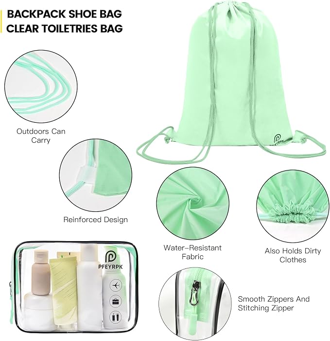 PFEYRPK Lightweight Compression Packing Cubes for Suitcases, Compressible Expandable Travel Packing Organizer with Clear Toiletries and Backpack Bag, Travel Essentials for Carry on Luggage 7 Set - Image 4