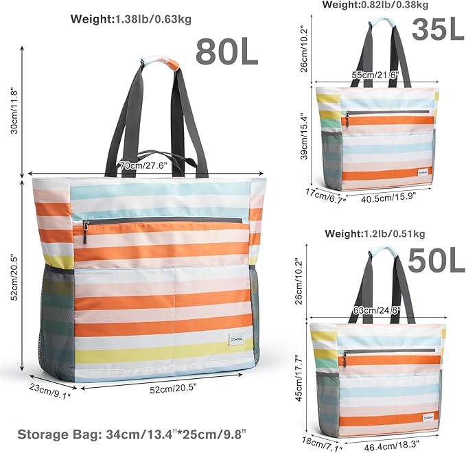 G4Free Beach Bag, Waterproof Sandproof Beach Tote Bag, Large Capacity Foldable for Women - Image 3